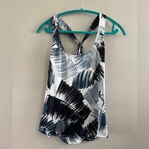 Go‎ by Go Silk 100% Silk Tank Blue white Lightweight